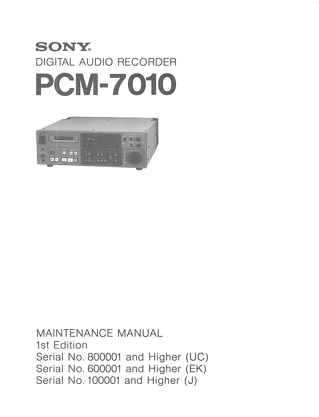 Sony PCM-7010 Service manual