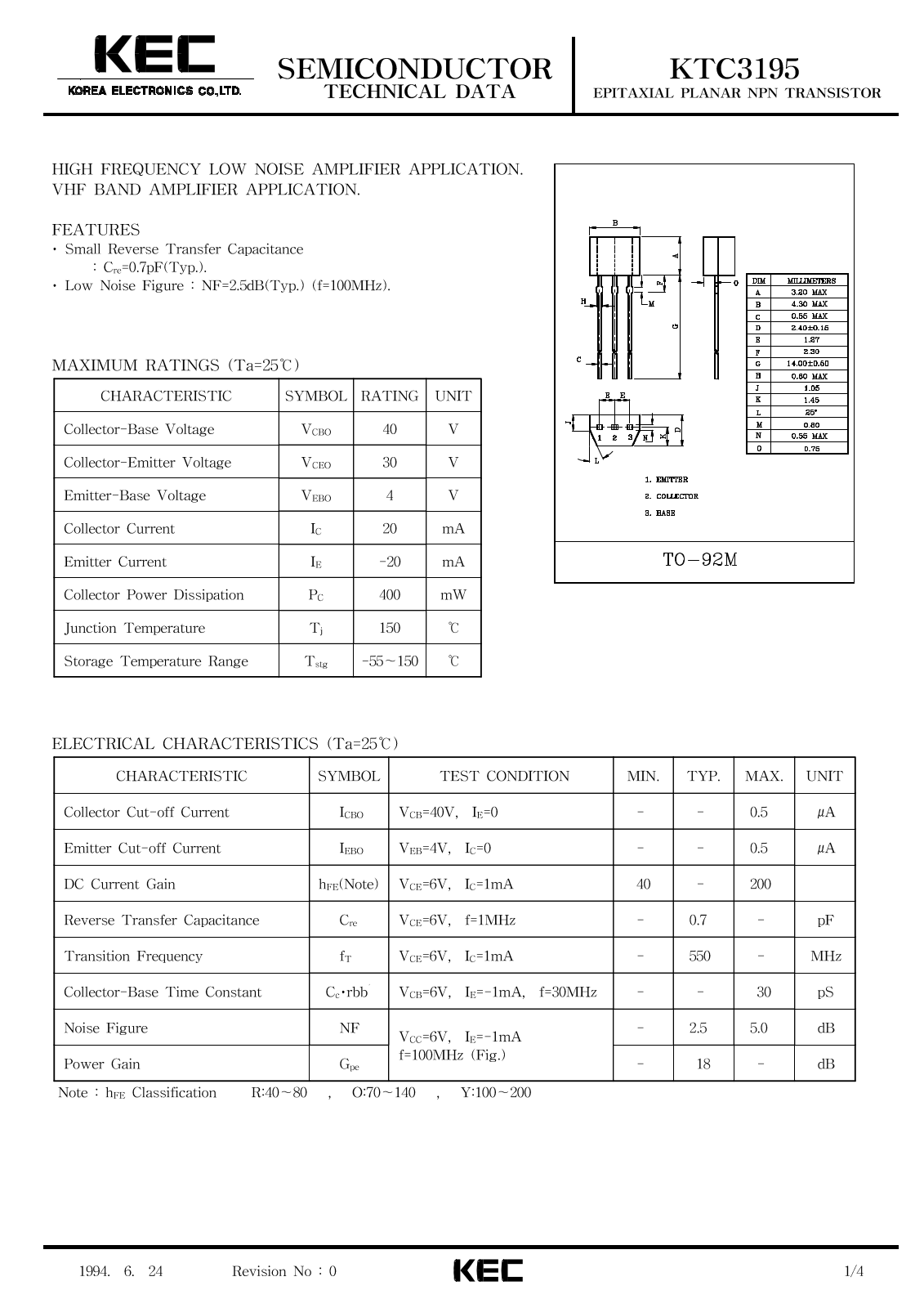 KEC KTC3195 Datasheet