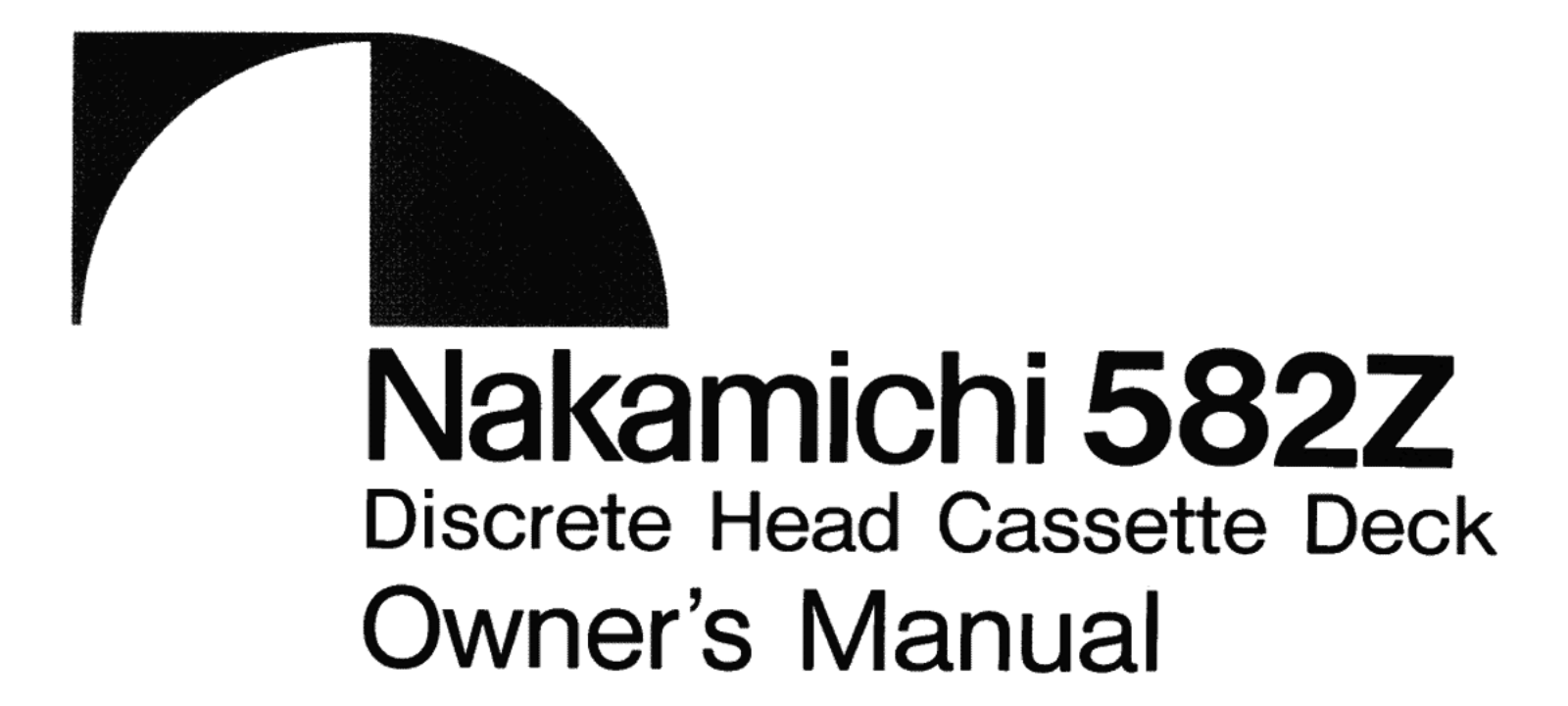 Nakamichi 582-Z Owners manual