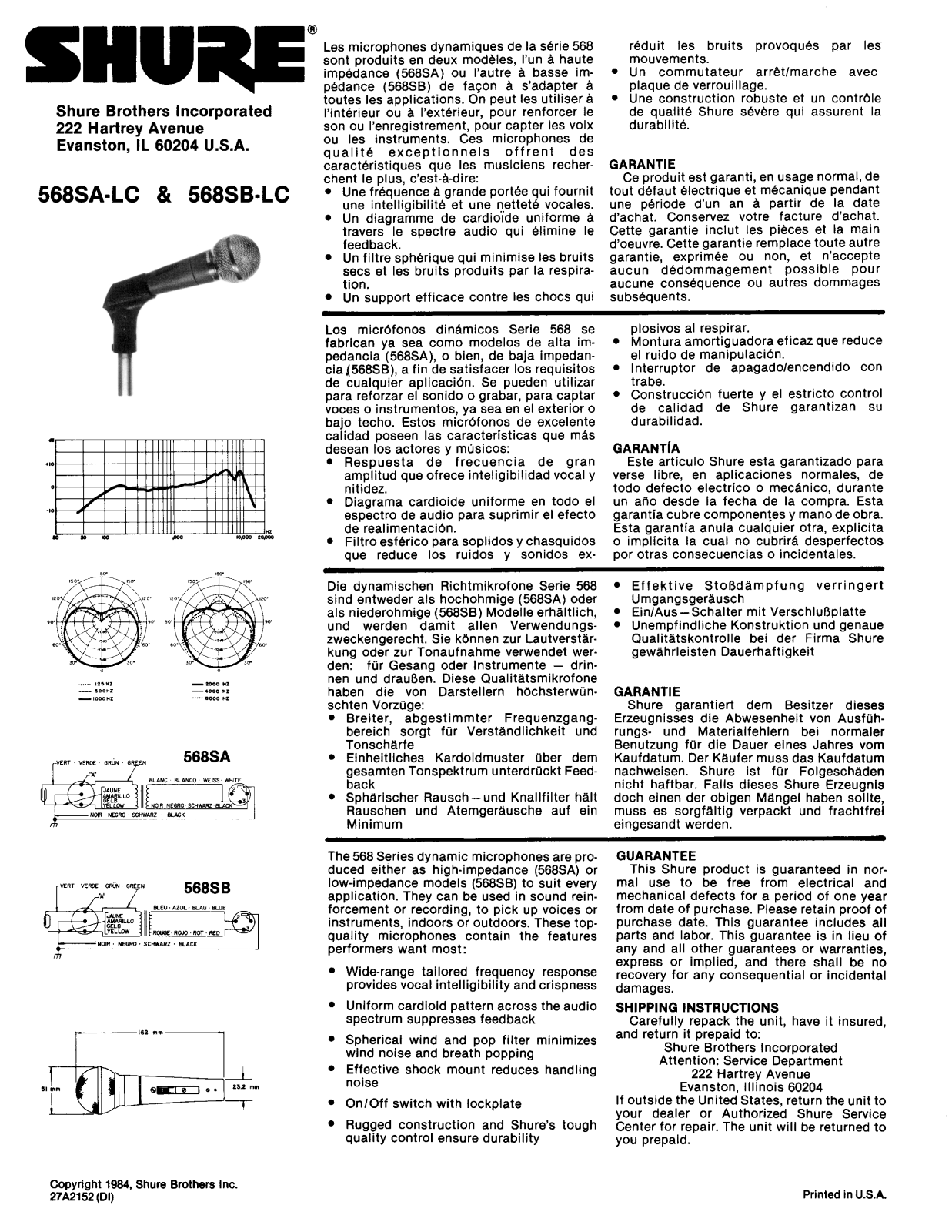 Shure 568SB User Guide