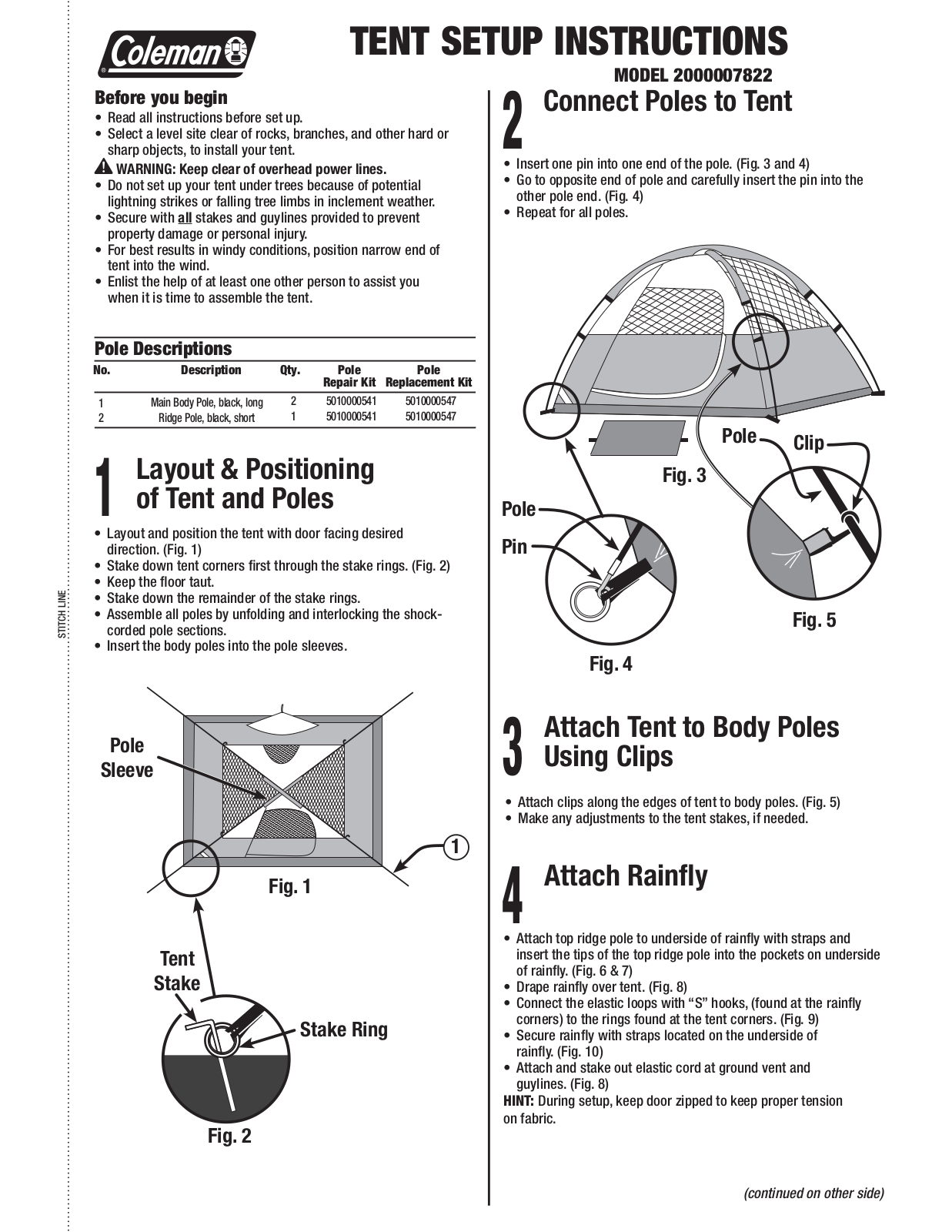 Coleman 2000007822 User Manual