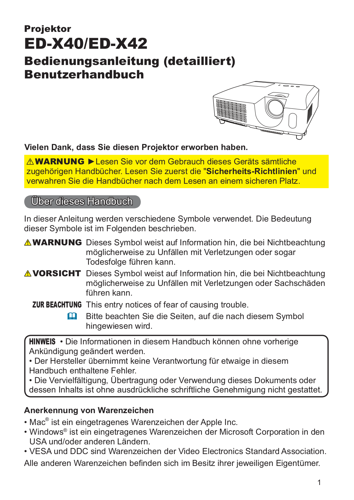 Hitachi ED-X40, ED-X42 User Manual