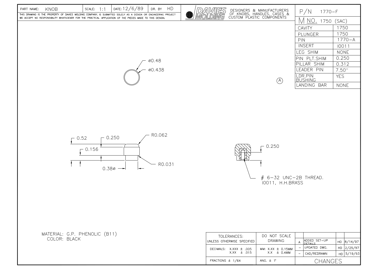 Davies Molding 1770-F Reference Drawing