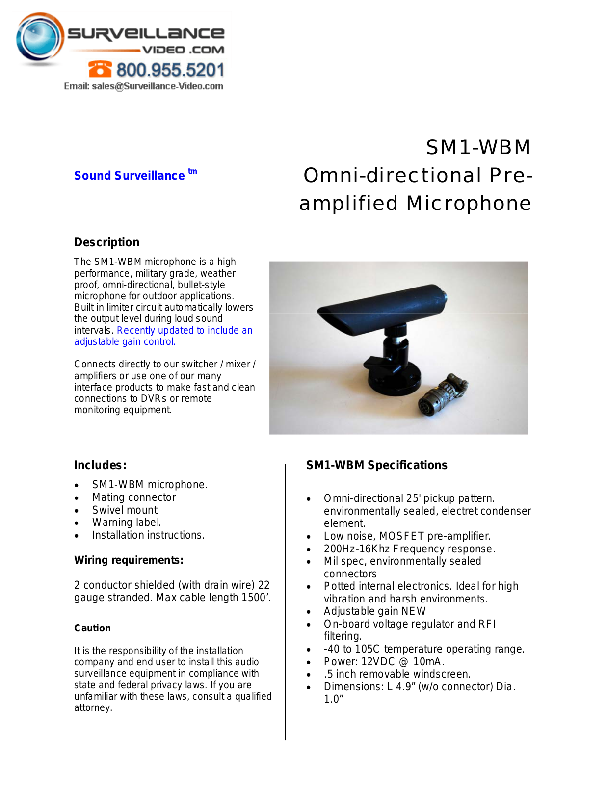 ETS SM1-WBE Specsheet