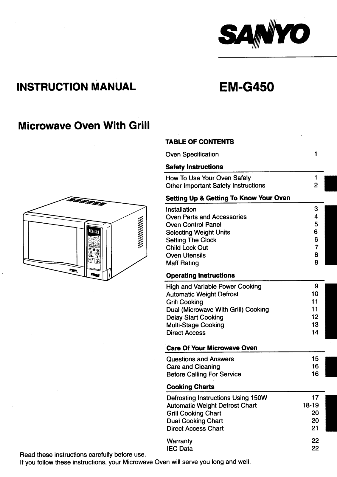 Sanyo EM-G450 Instruction Manual