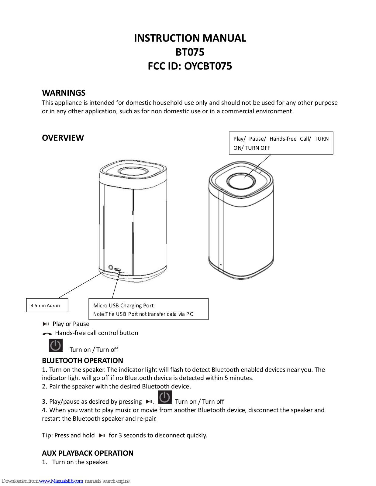 BTEK BT075 Instruction Manual - ManualMachine.com