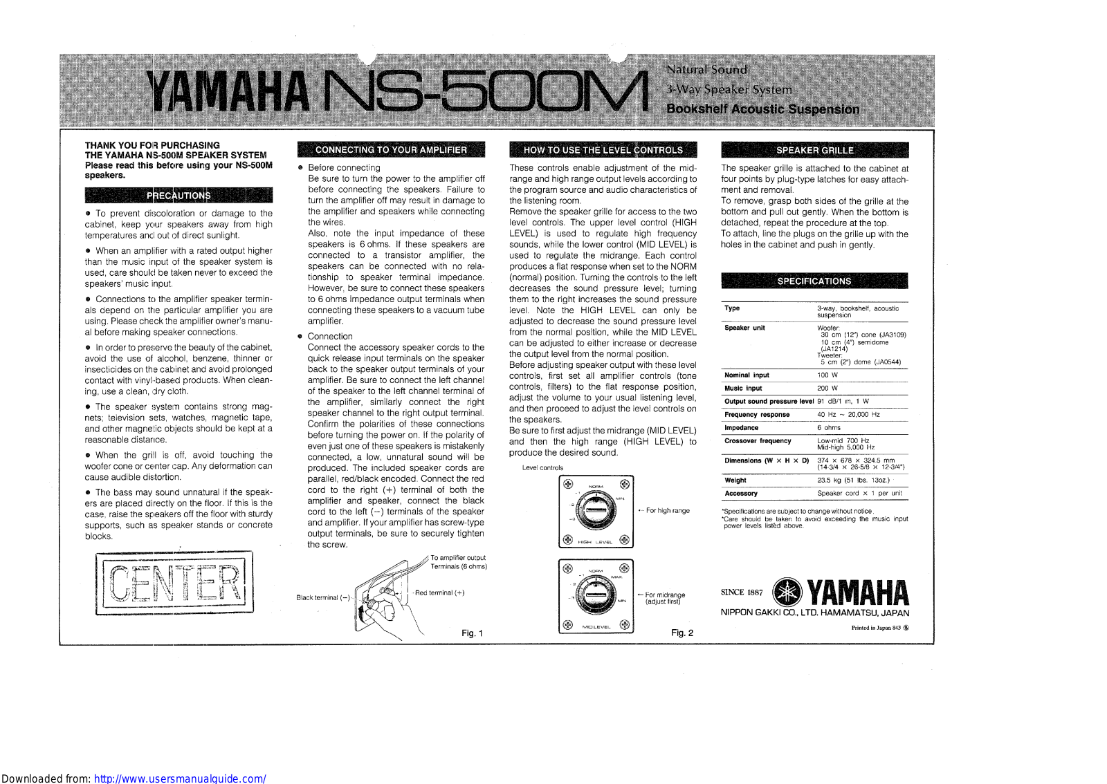 Yamaha Audio NS-500M User Manual