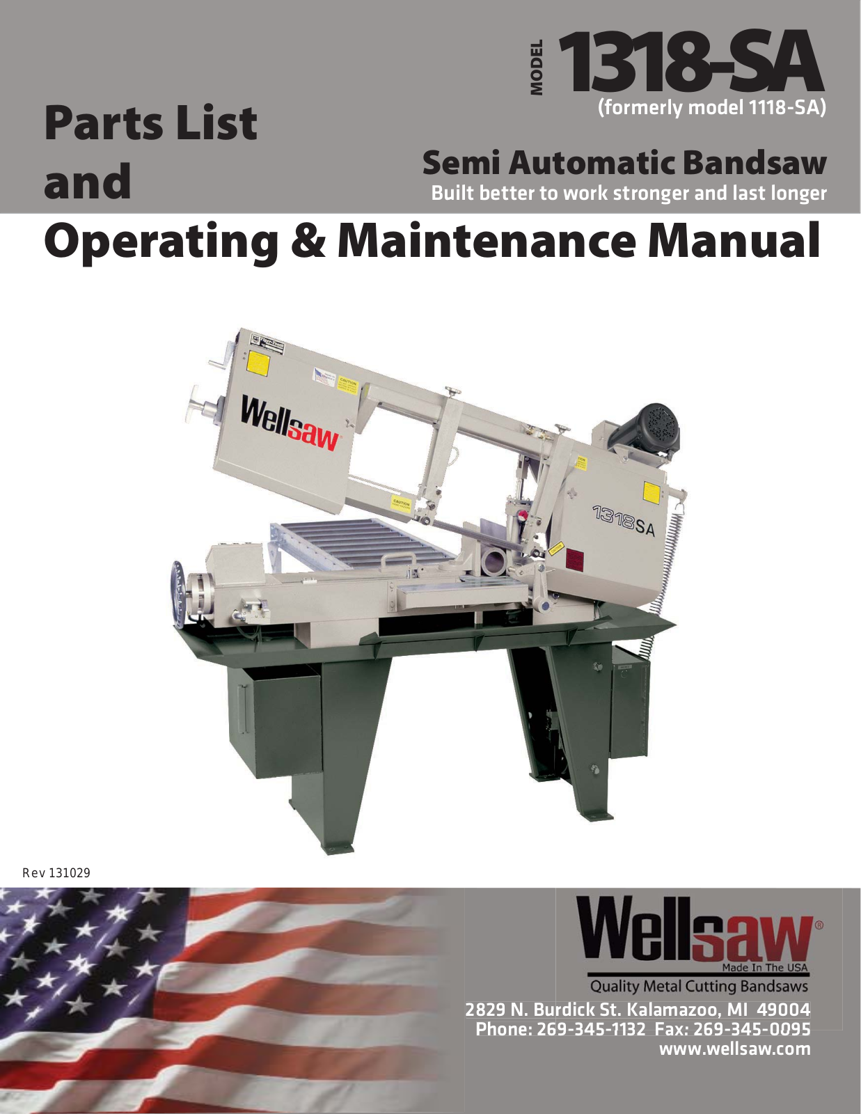 Wellsaw 1318-SA User Manual