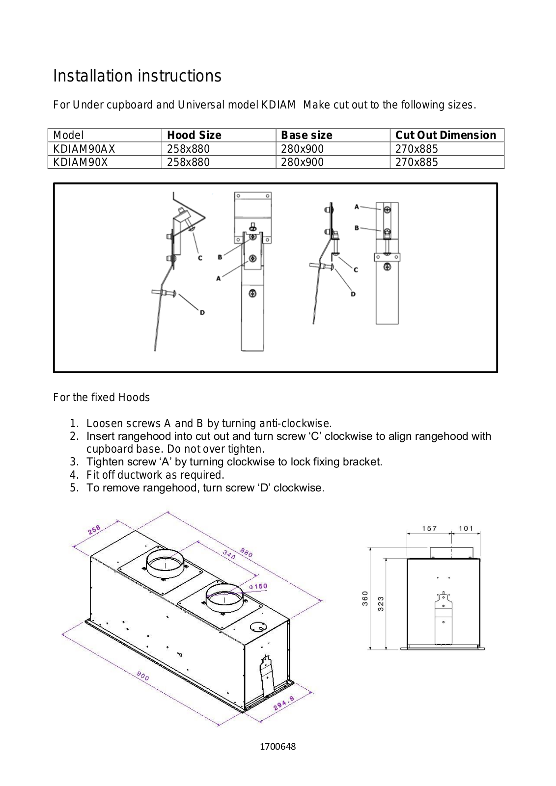 Smeg KDIAM90X Installation manual