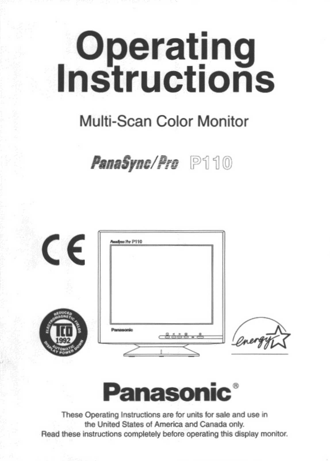 Panasonic P110 User Manual