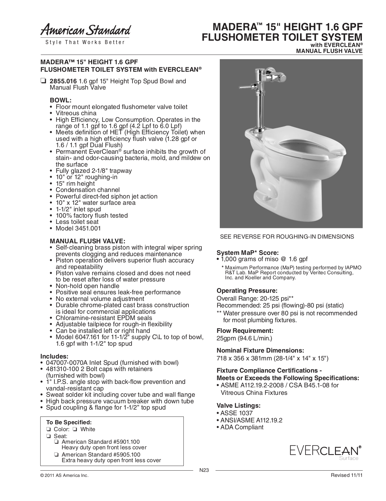 American Standard ASD8726 Specifications - ManualMachine.com