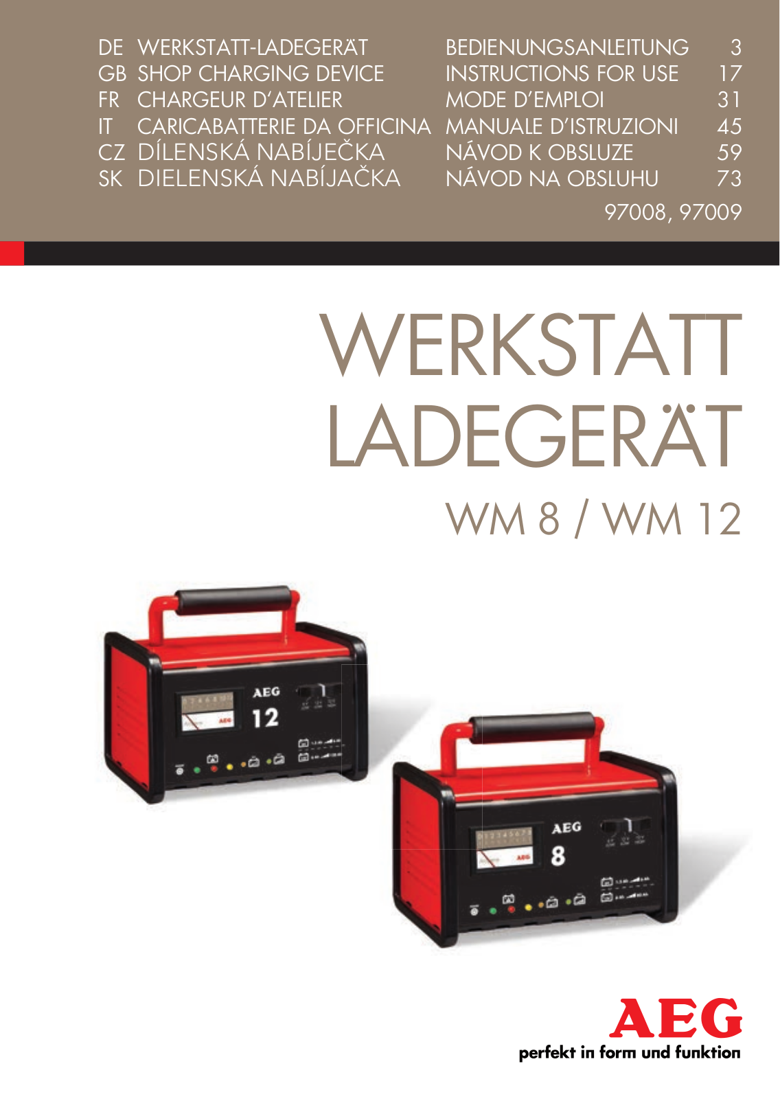 AEG WM 8 User Manual