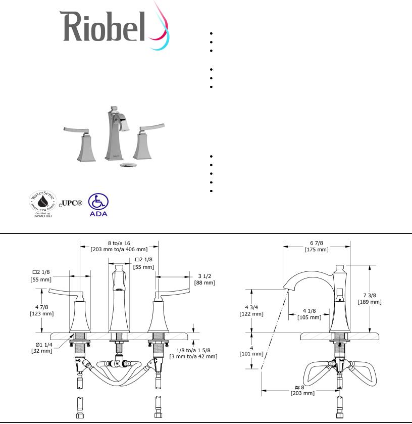 Riobel EF08LBN10, EF08LC, EF08LC05, EF08LC10, EF08LPN05 Specifications