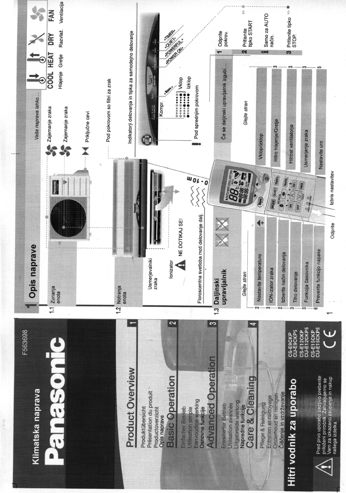 Panasonic CS-E12CKP, CS-E15CKP, CS-E9CKP Operating Manual