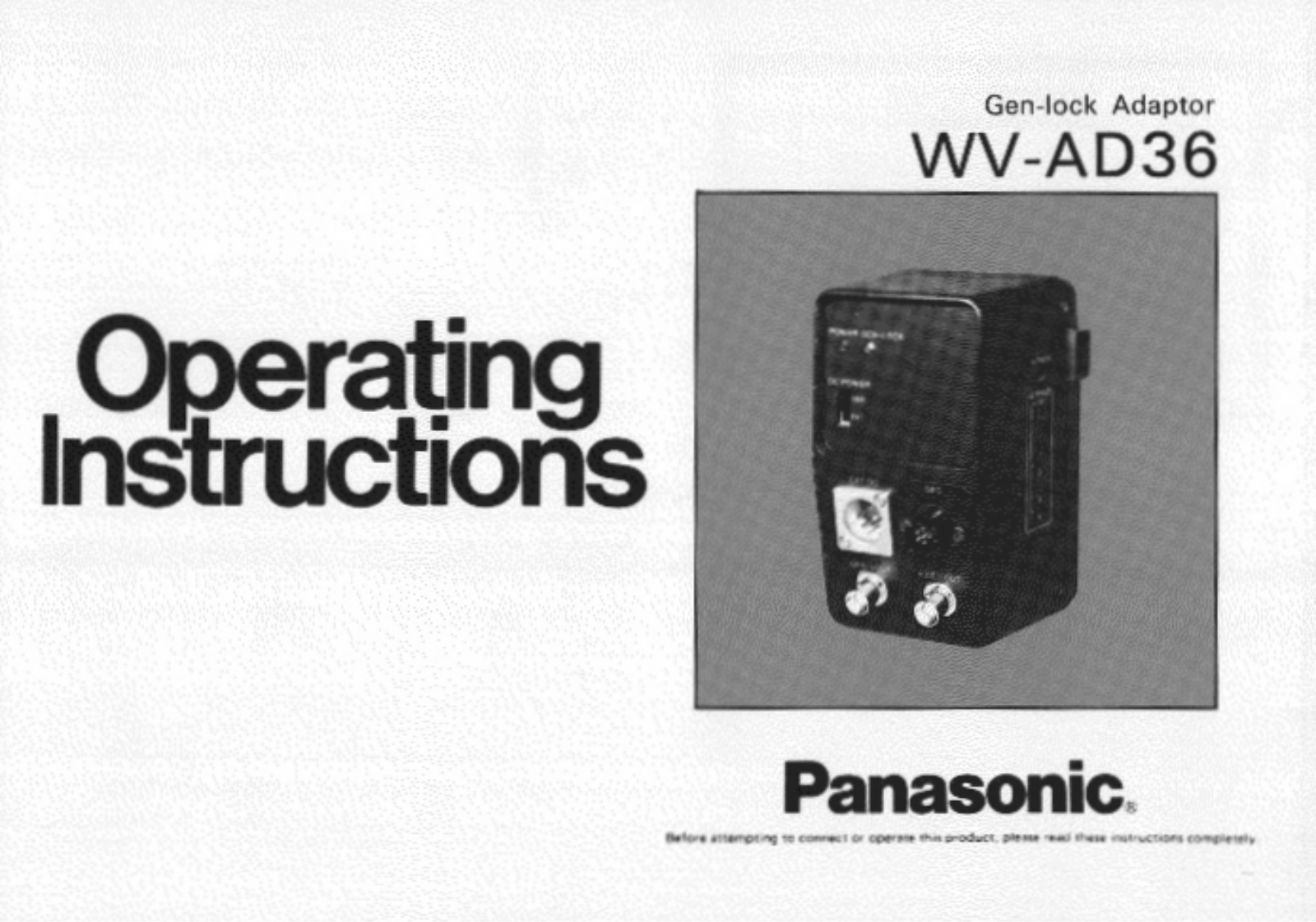 Panasonic WV-AD36 User Manual