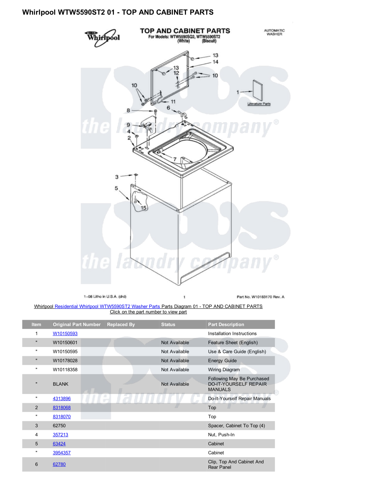 Whirlpool WTW5590ST2 Parts Diagram