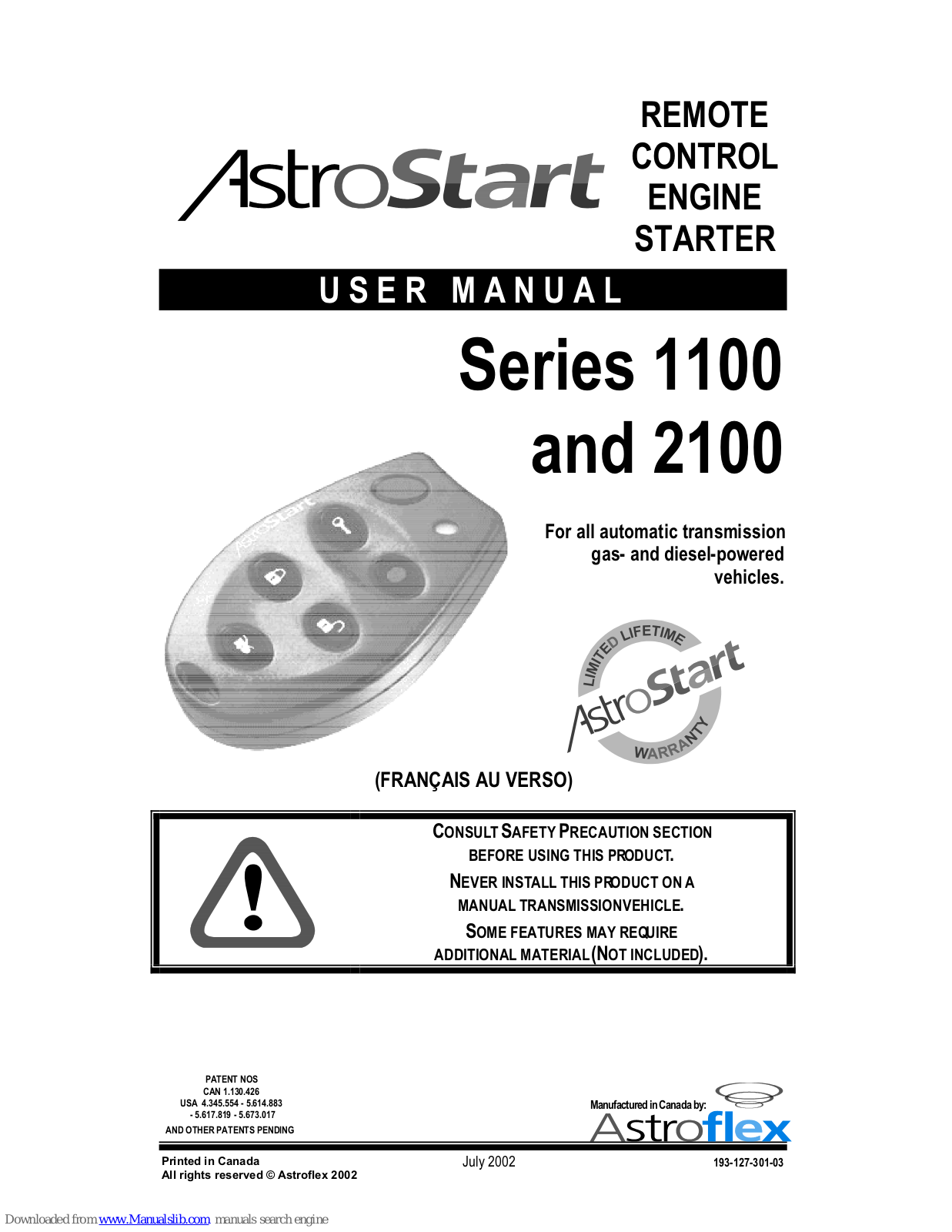 AstroStart 1100, 2100 User Manual