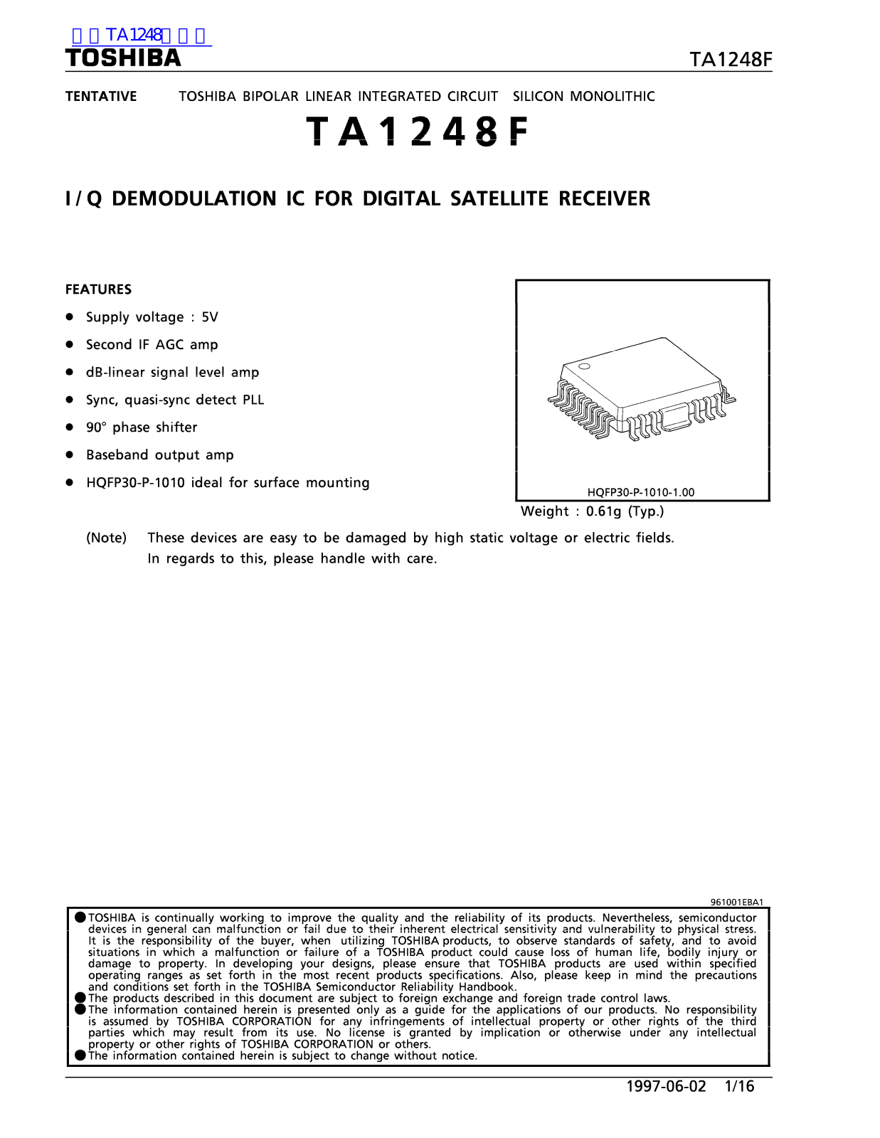 TOSHIBA TA1248F User Manual