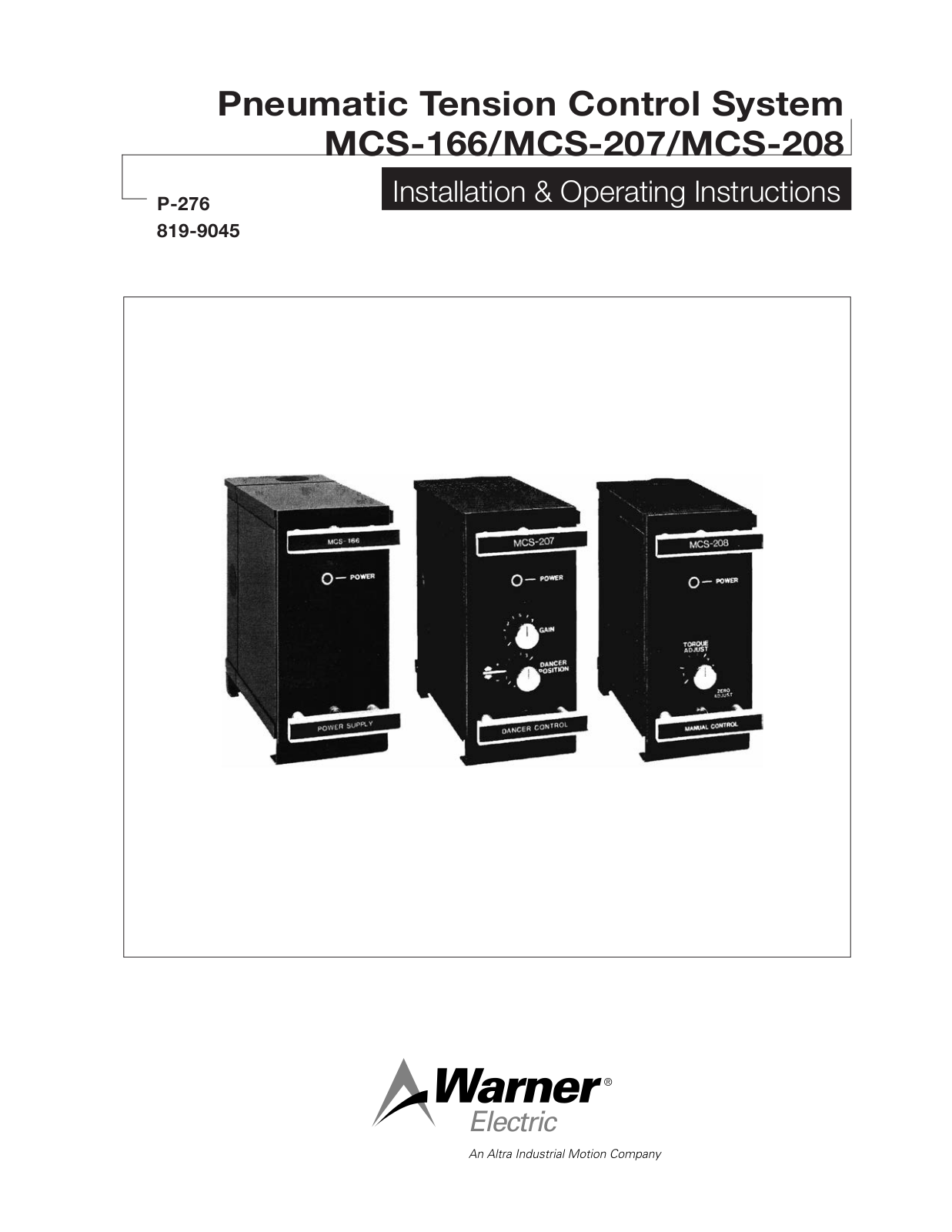 Warner Electric MCS-208 User Manual