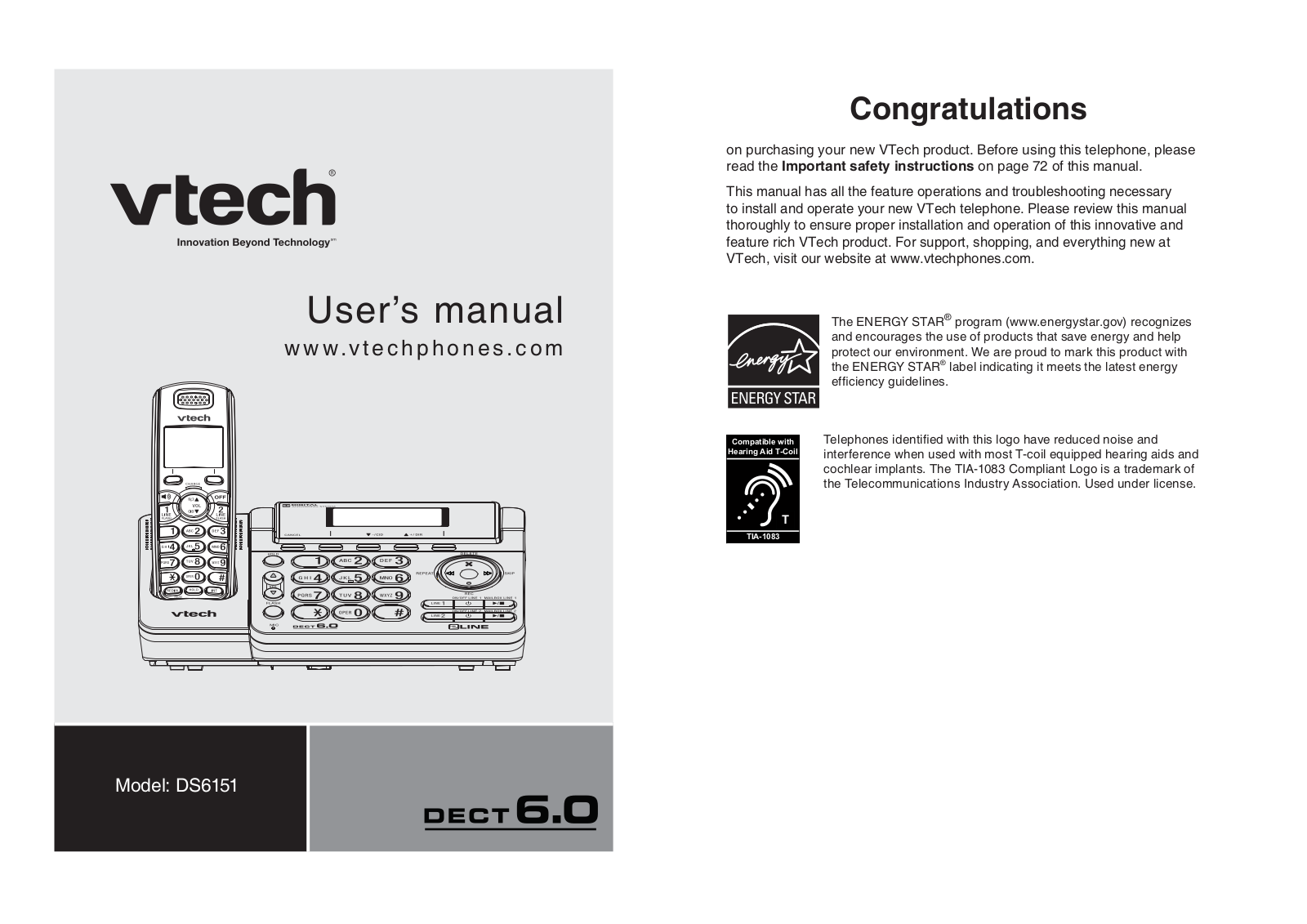 VTech Telecommunications 80 7009 00 Users manual