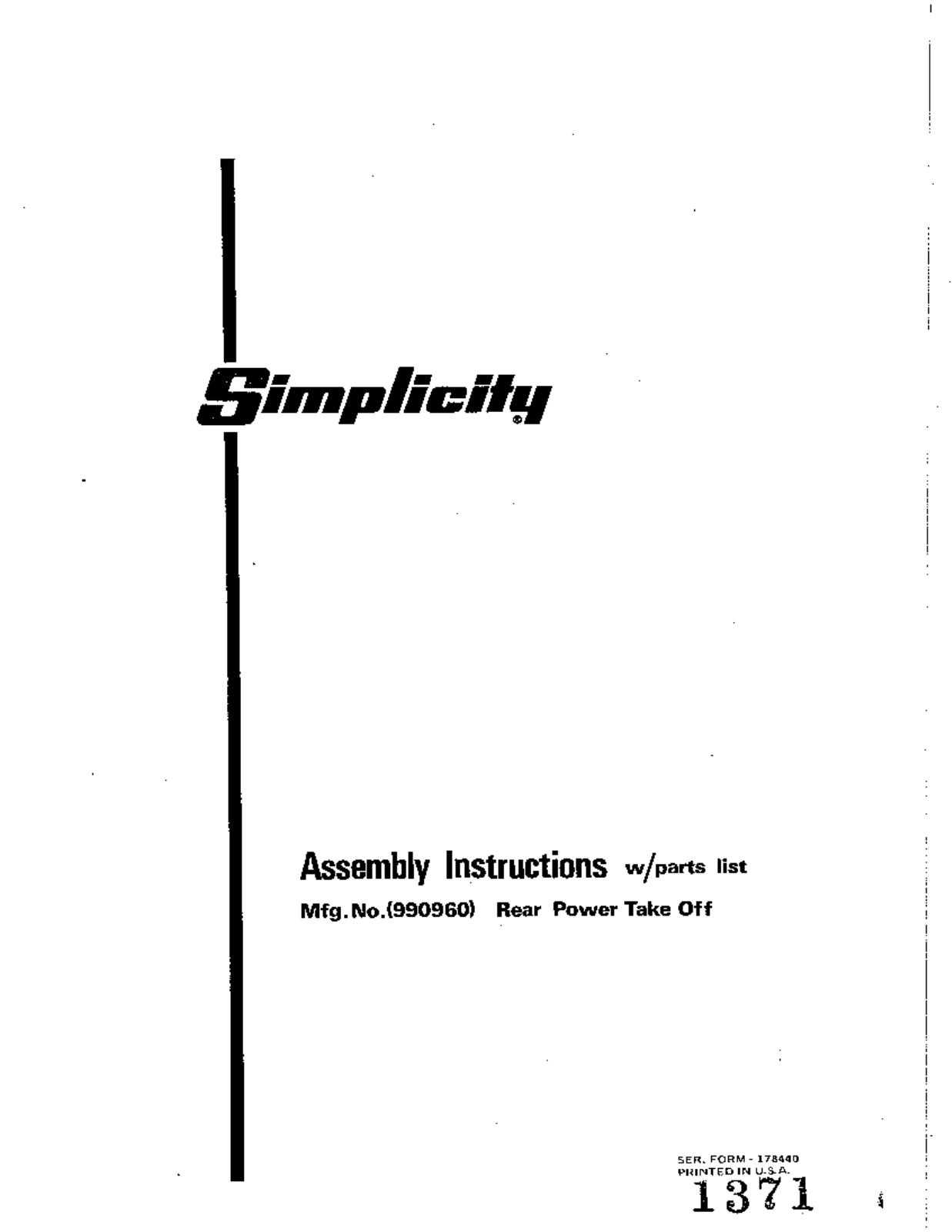 Snapper 990960 User Manual