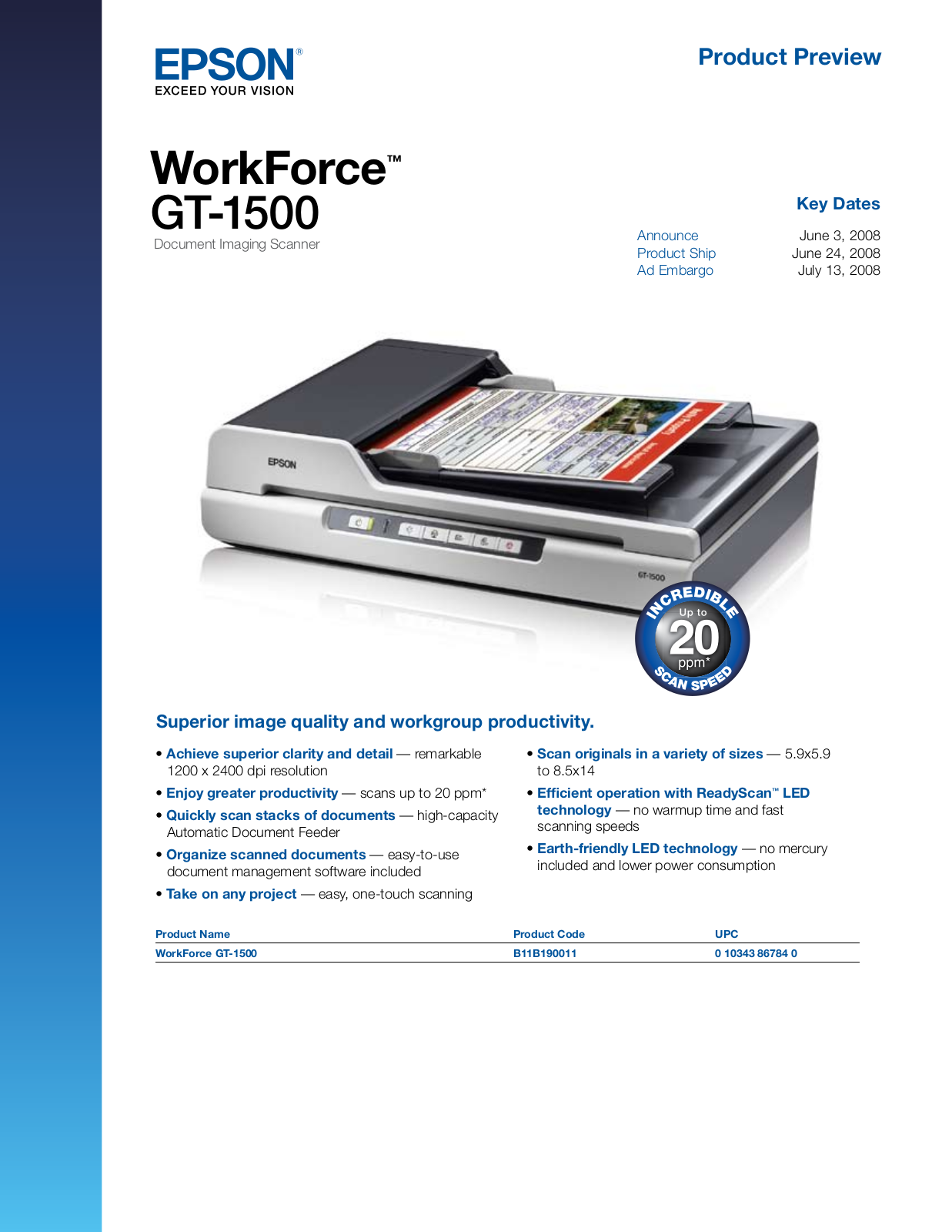 Epson WorkForce GT-1500 Color Product Brochure