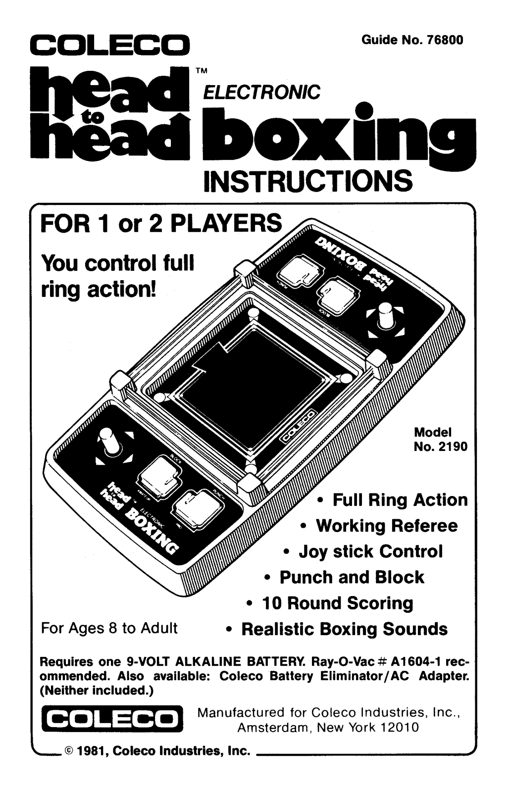 Coleco Boxing User Guide