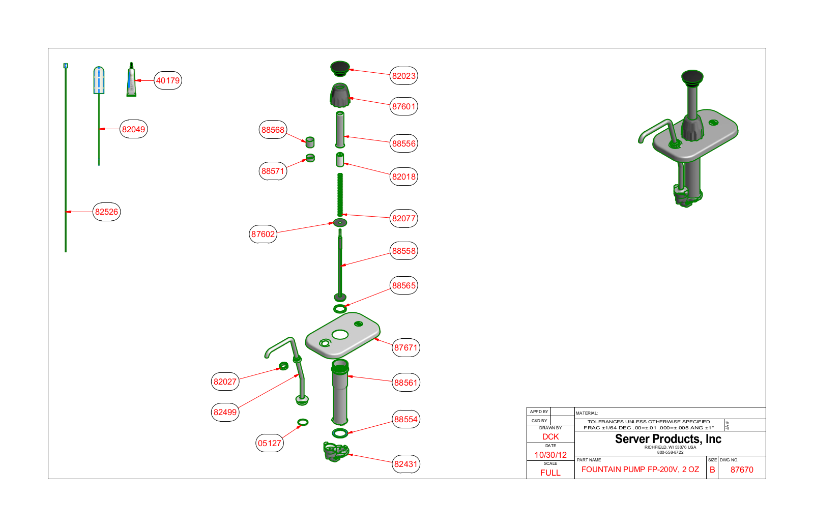 Server 87670 Parts Manual