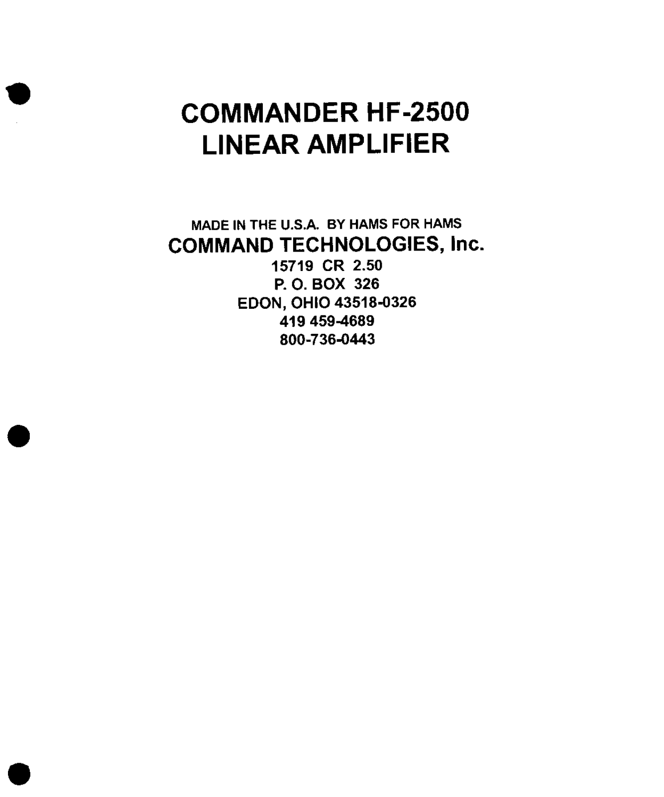 CTI Commander HF-2500 User guide - ManualMachine.com