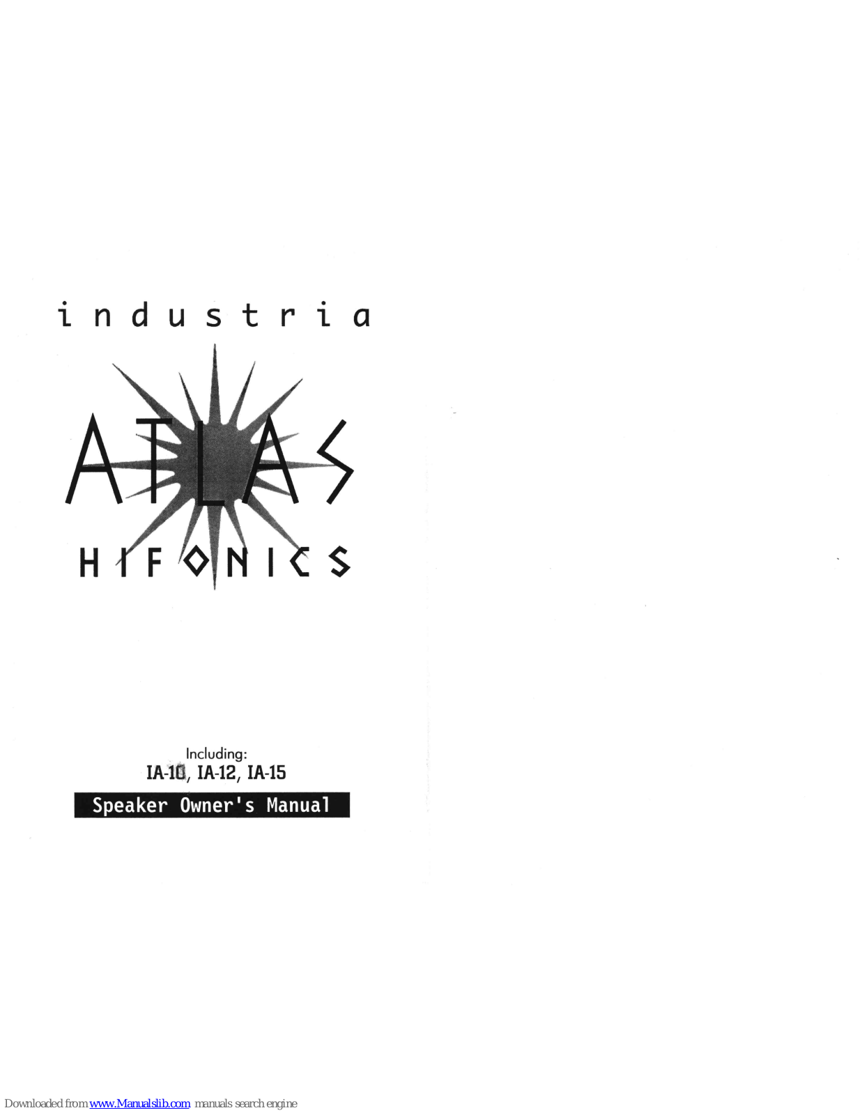 Hifonics IA-10, IA-15, IA-12 Owner's Manual