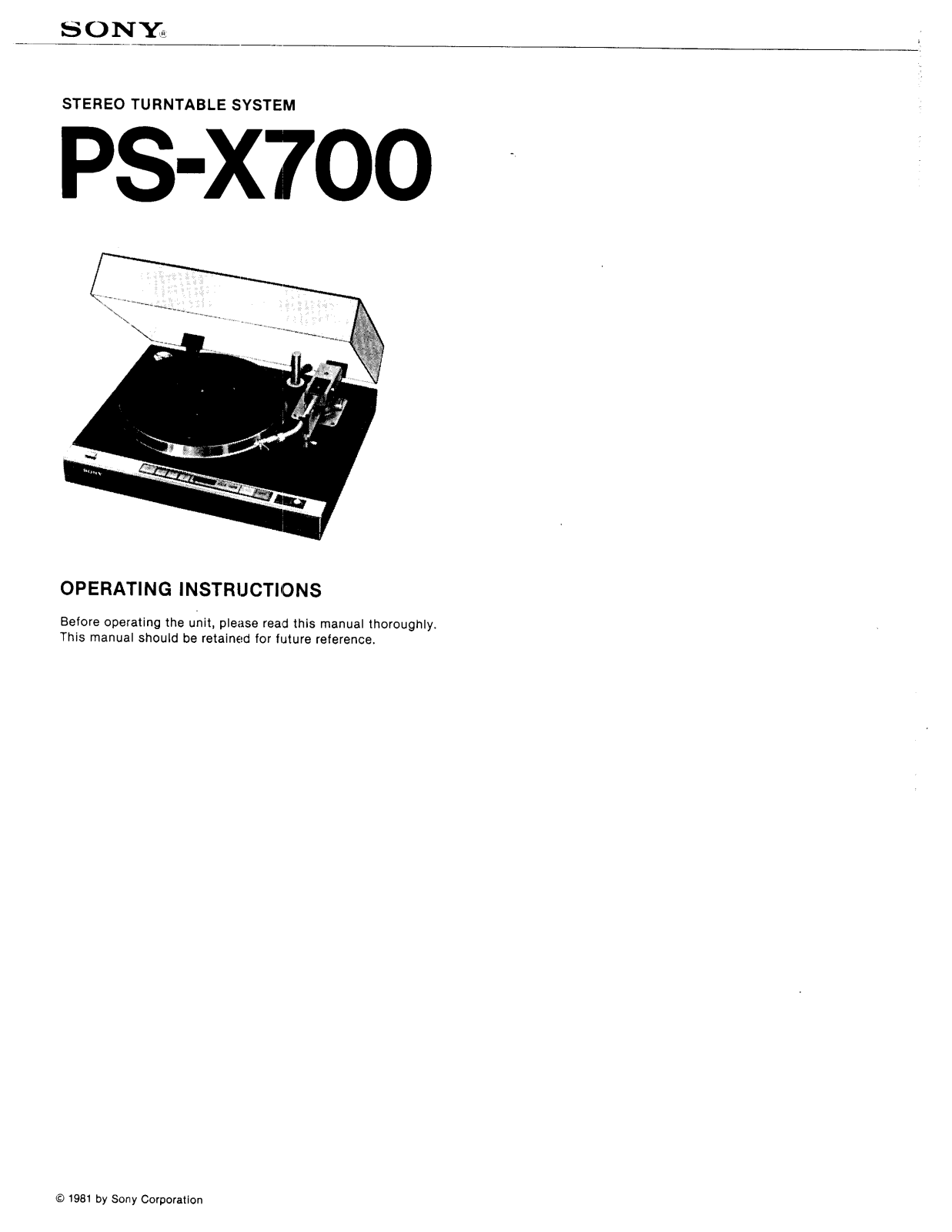 Sony PS-X700 User Manual