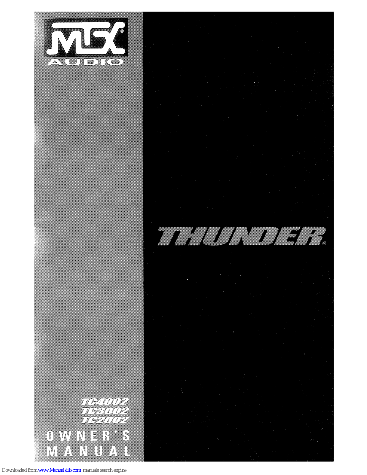 MTX Thunder TC4002, Thunder TC3002, Thunder TC2002 Owner's Manual - ManualMachine.com
