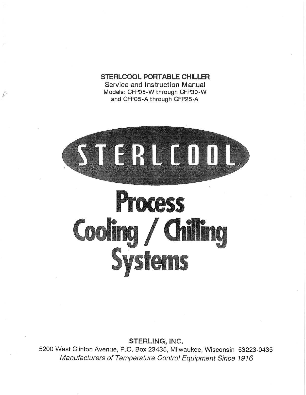 Sterling CFP25-A, CFP05-W, CFP05-30W, CFP30-W, CFP05-A User Manual