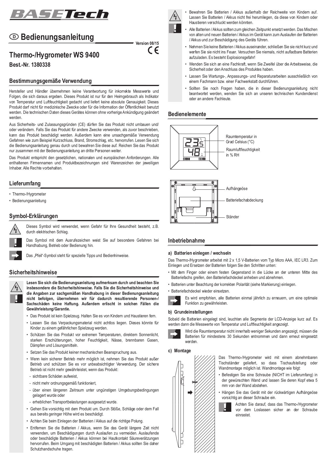 Basetech 13 80 338 User guide