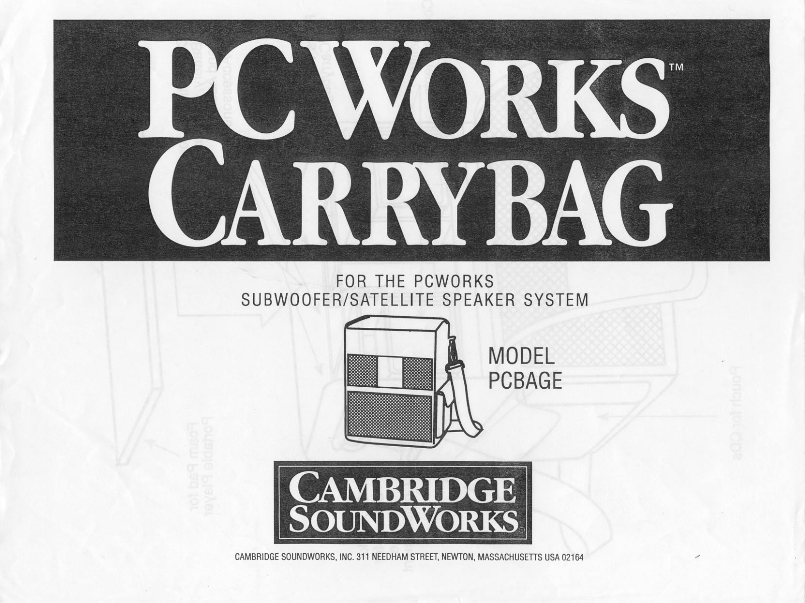 Cambridge Soundworks PCWorks Bag User Manual