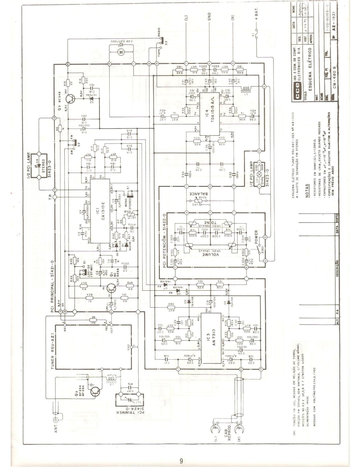 CCE CM-480B Schematic