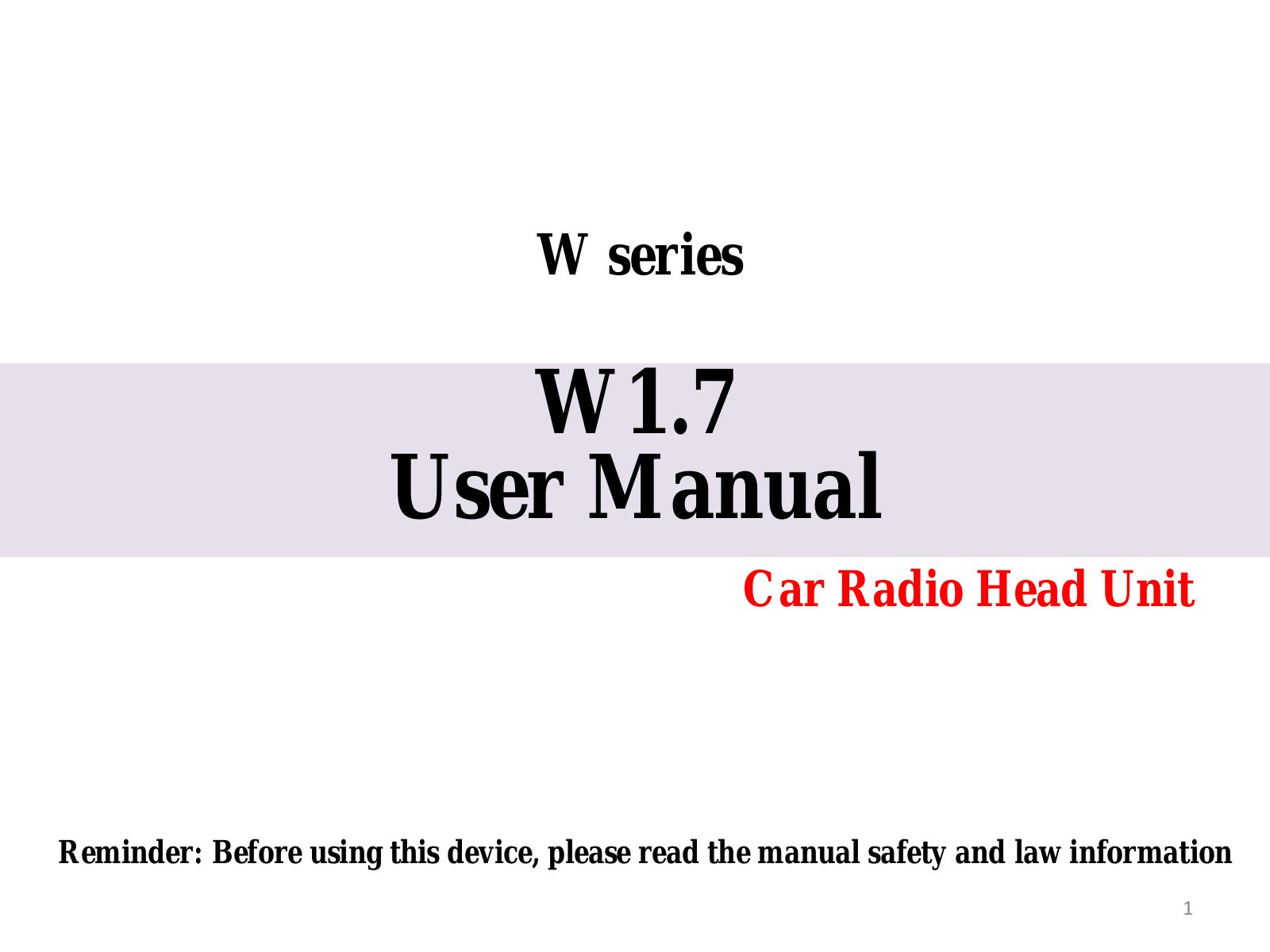 JCE Autonet W7 User Manual