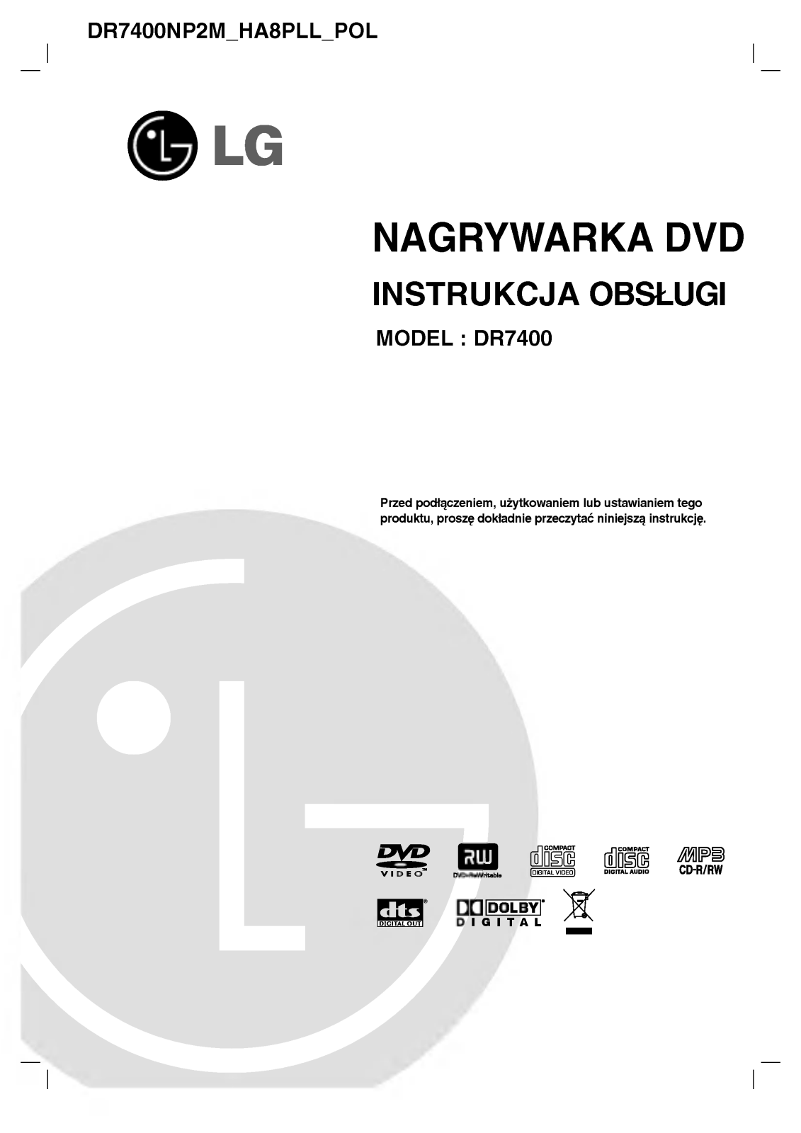 LG DR7400CP1M User manual