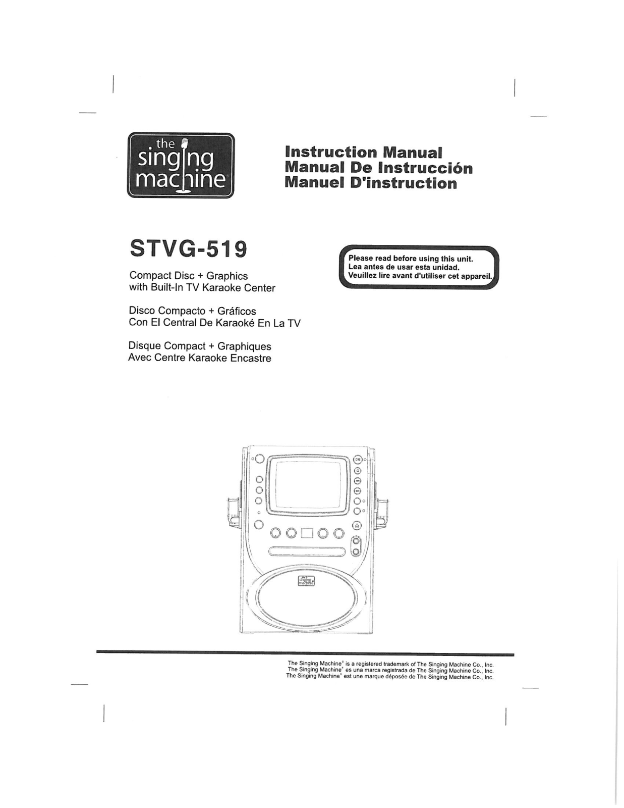 The Singing Machine STVG-519 User Manual