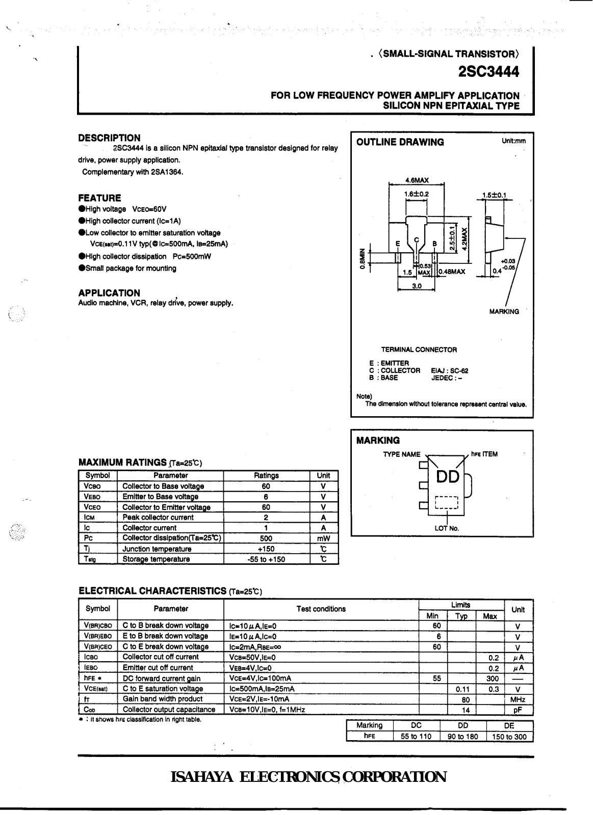 Datasheet 2sc3444 Datasheet - ManualMachine.com