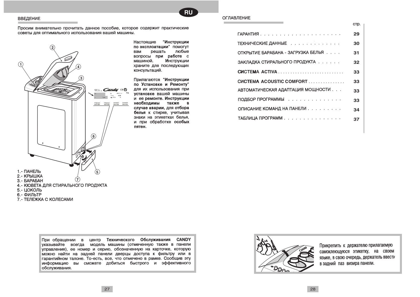 Candy CTA 125 S User Manual