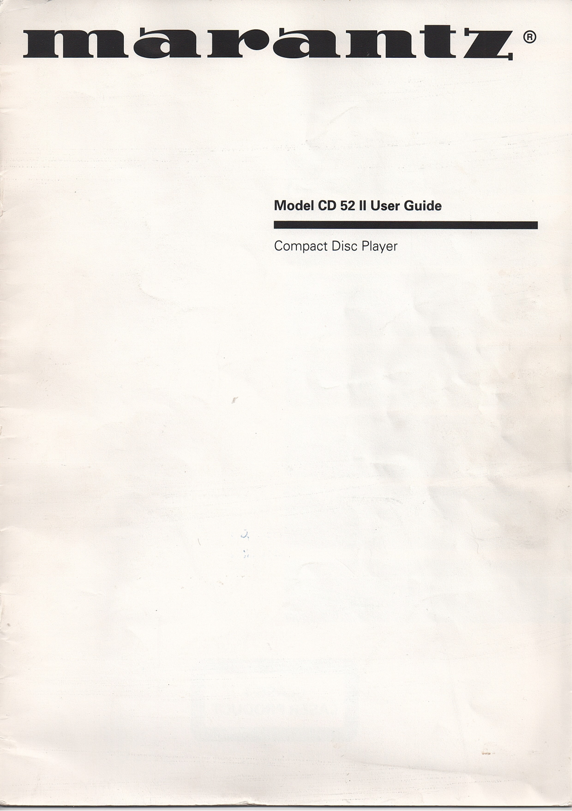 Marantz CD 52 MK2 User Manual