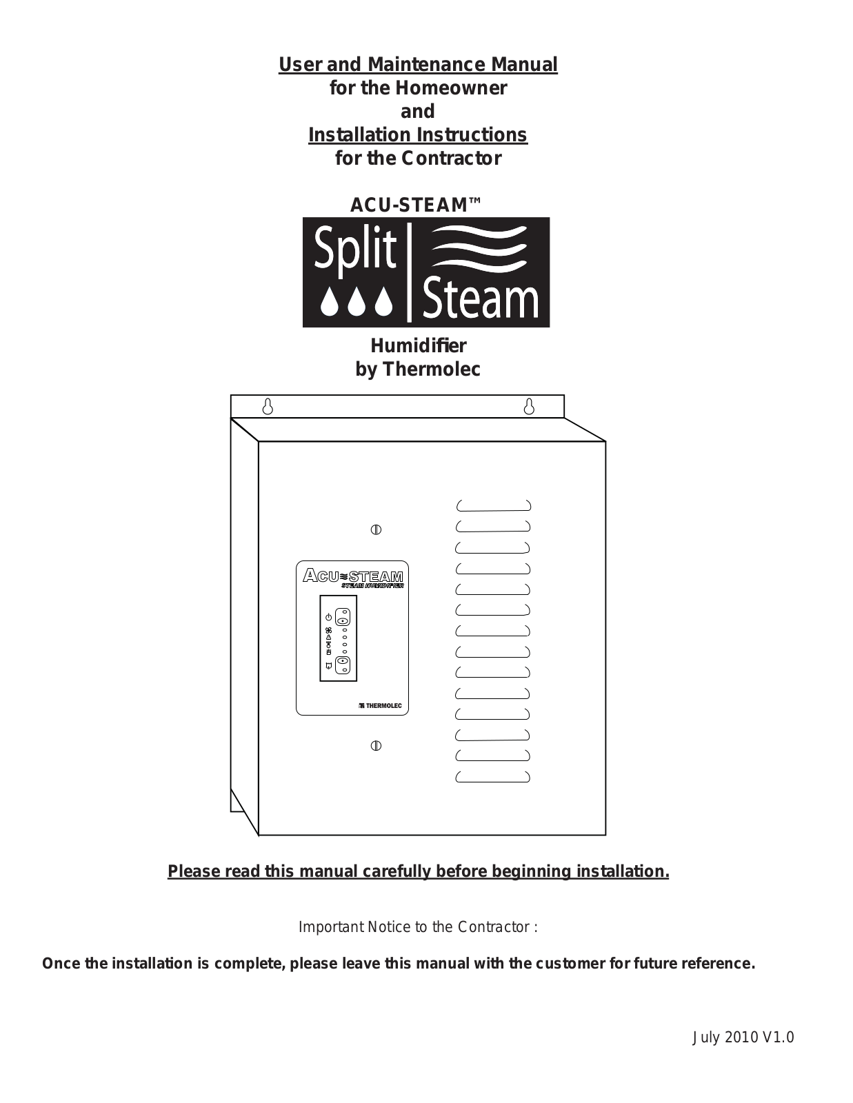 Thermolec Split|Steam User Manual