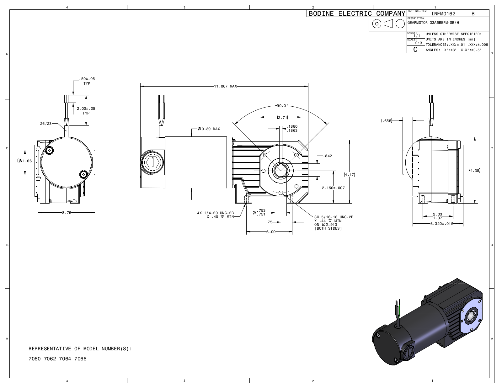 Bodine 7060, 7062, 7064, 7066 Reference Drawing