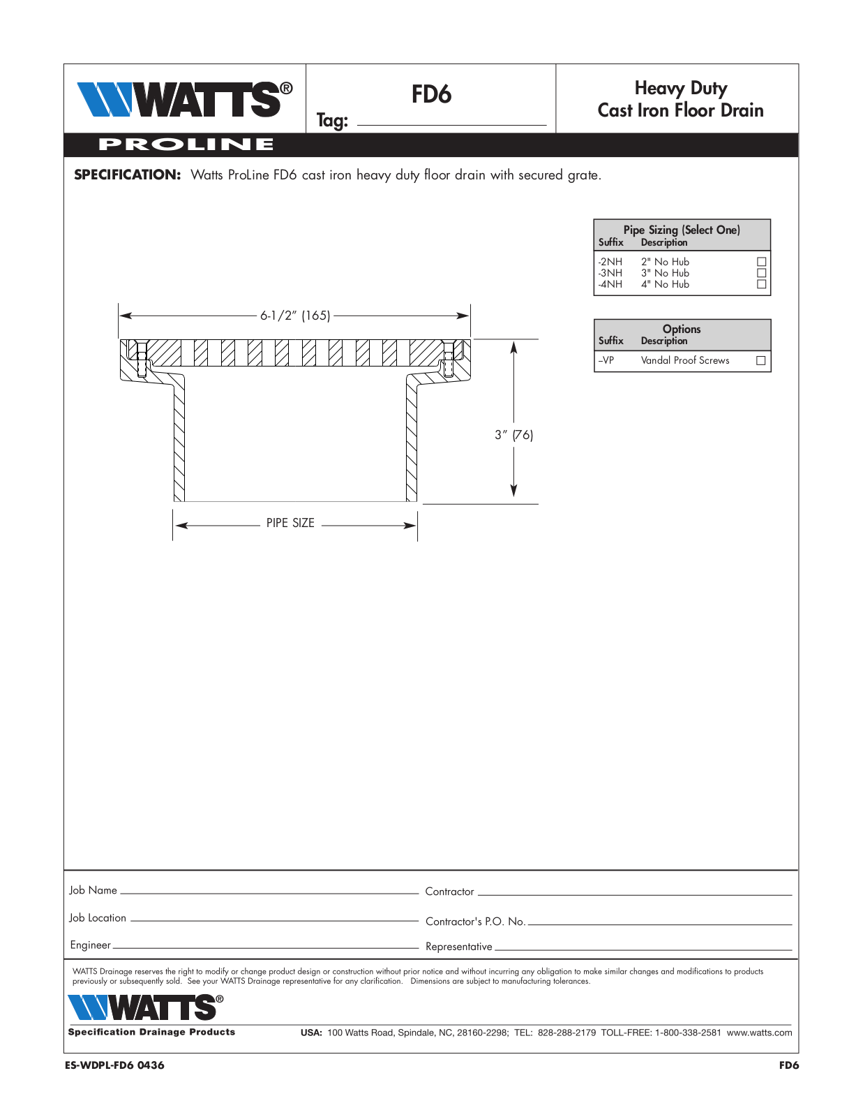 Watts FD6 User Manual