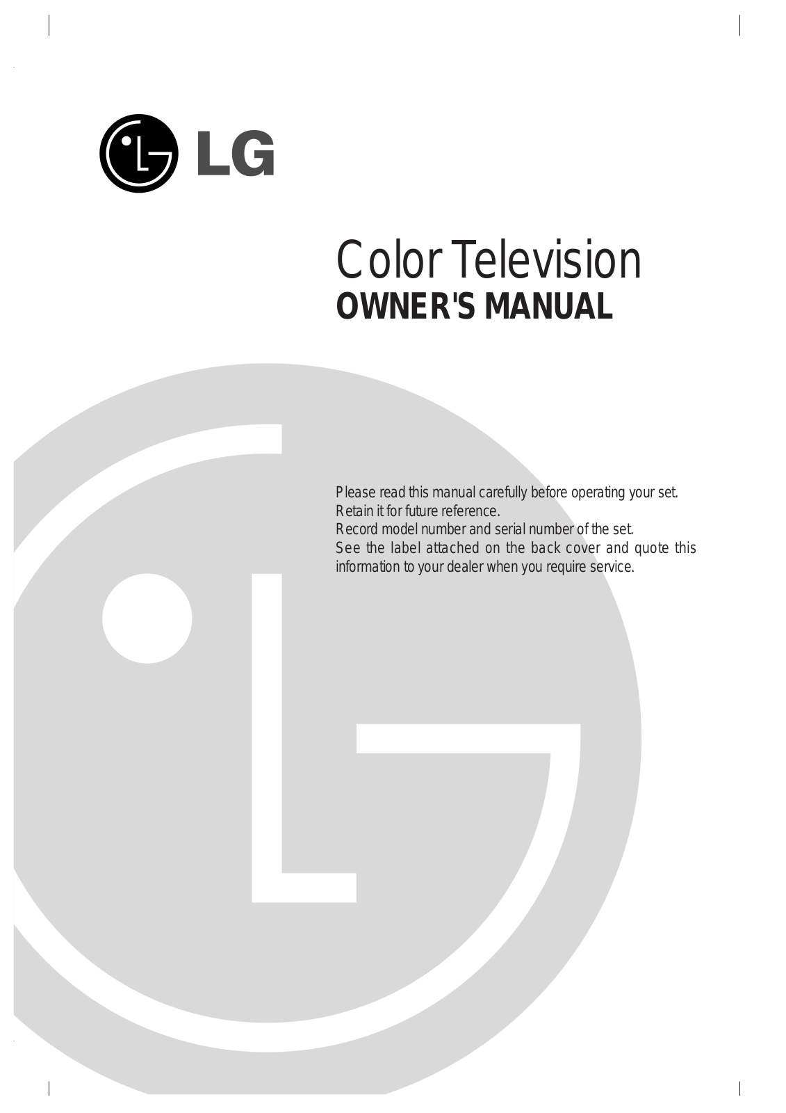 LG 29FS7RK, 29FC2RL User Manual