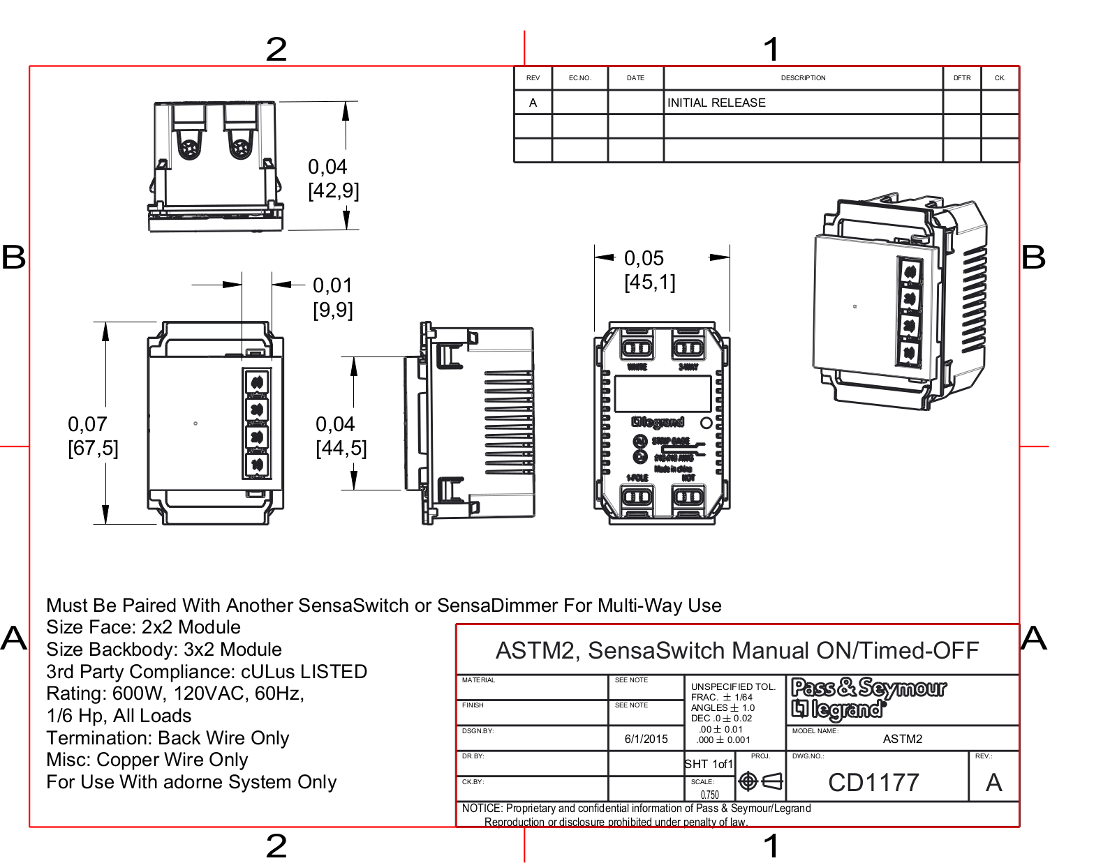Legrand LEE2034 Dimensions - ManualMachine.com