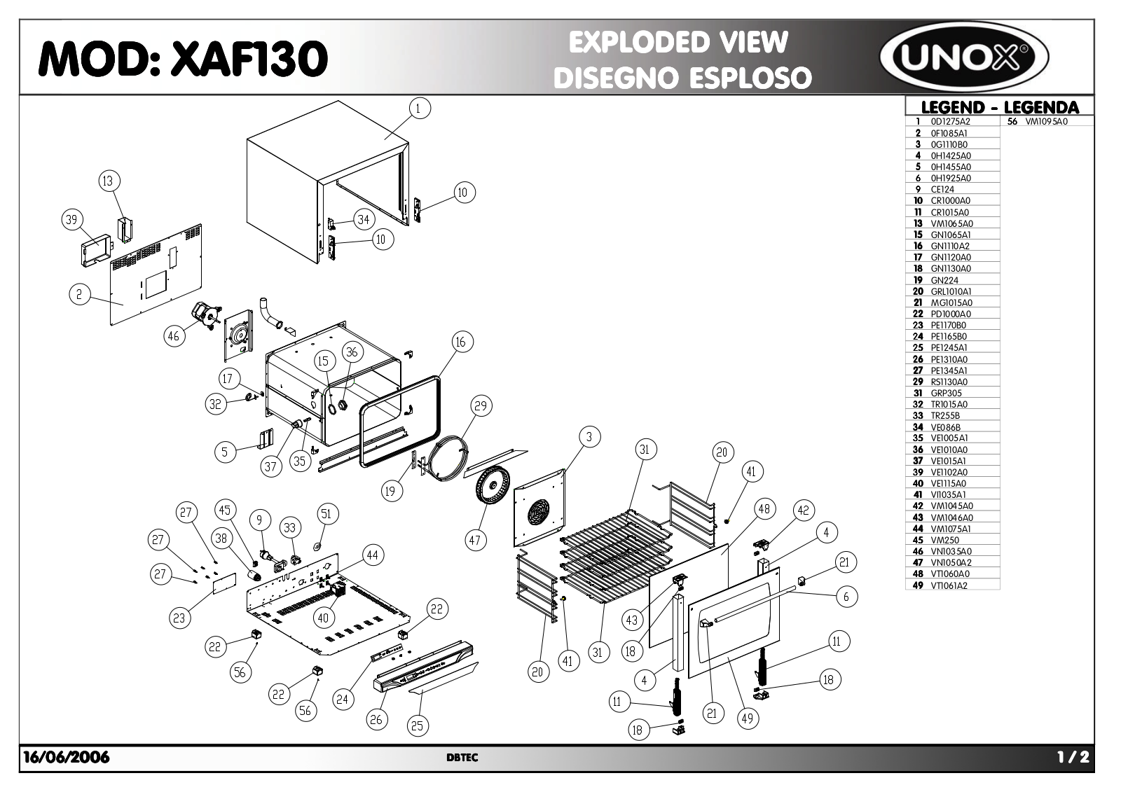 Cadco XAF-130 Parts List