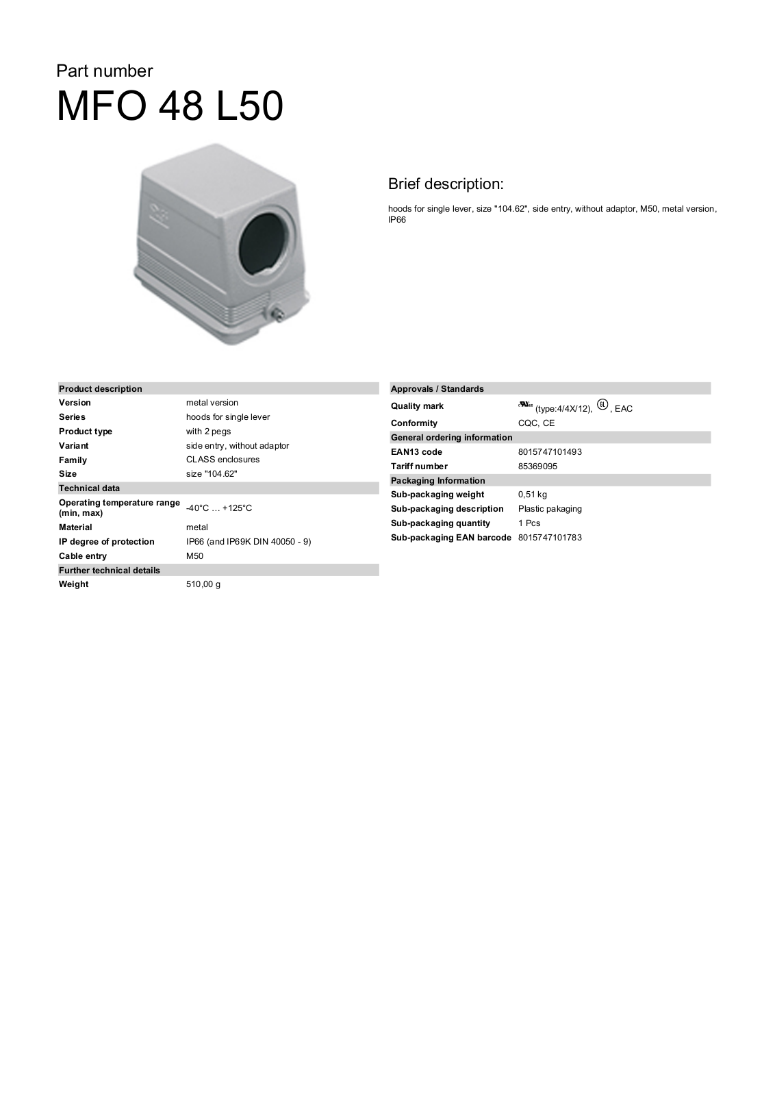 ILME MFO-48L50 Data Sheet