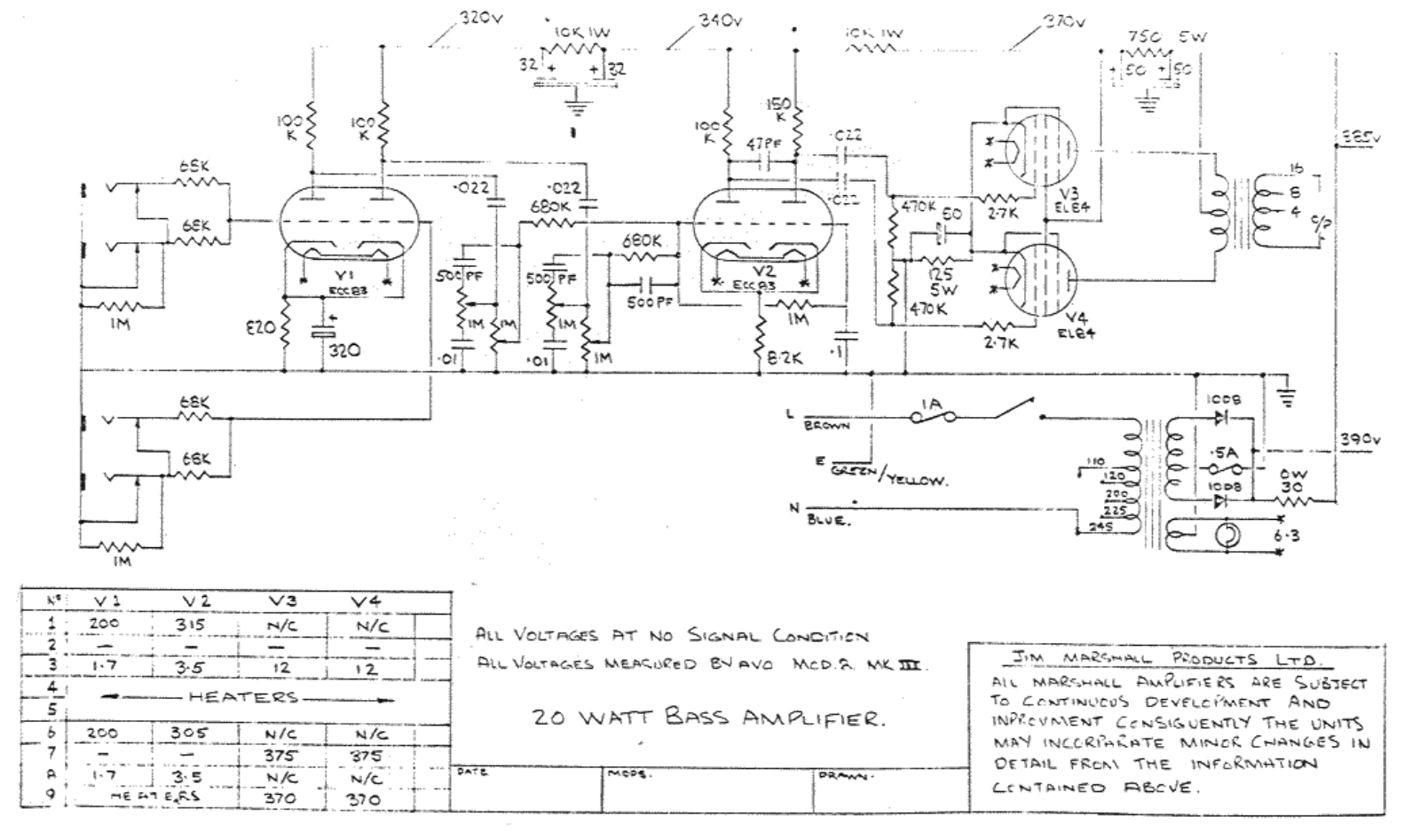 Marshall 20w schematic